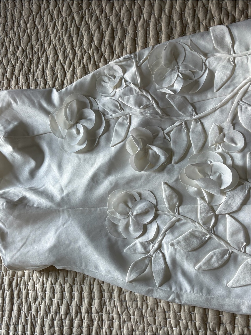 Anthropologie White Floral Appliqué Mini Dress